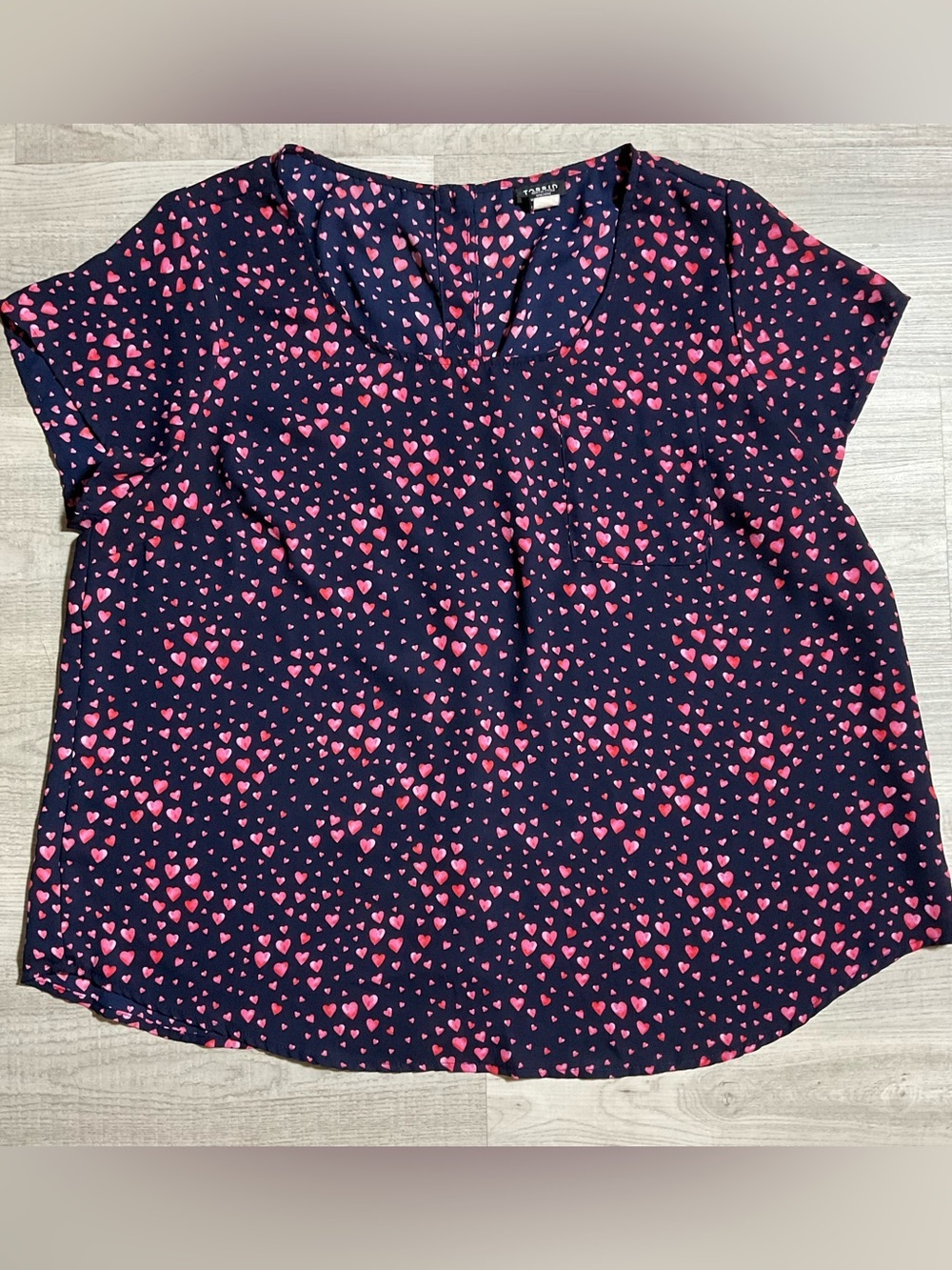 Women’s Navy Top with Pink Heart Print